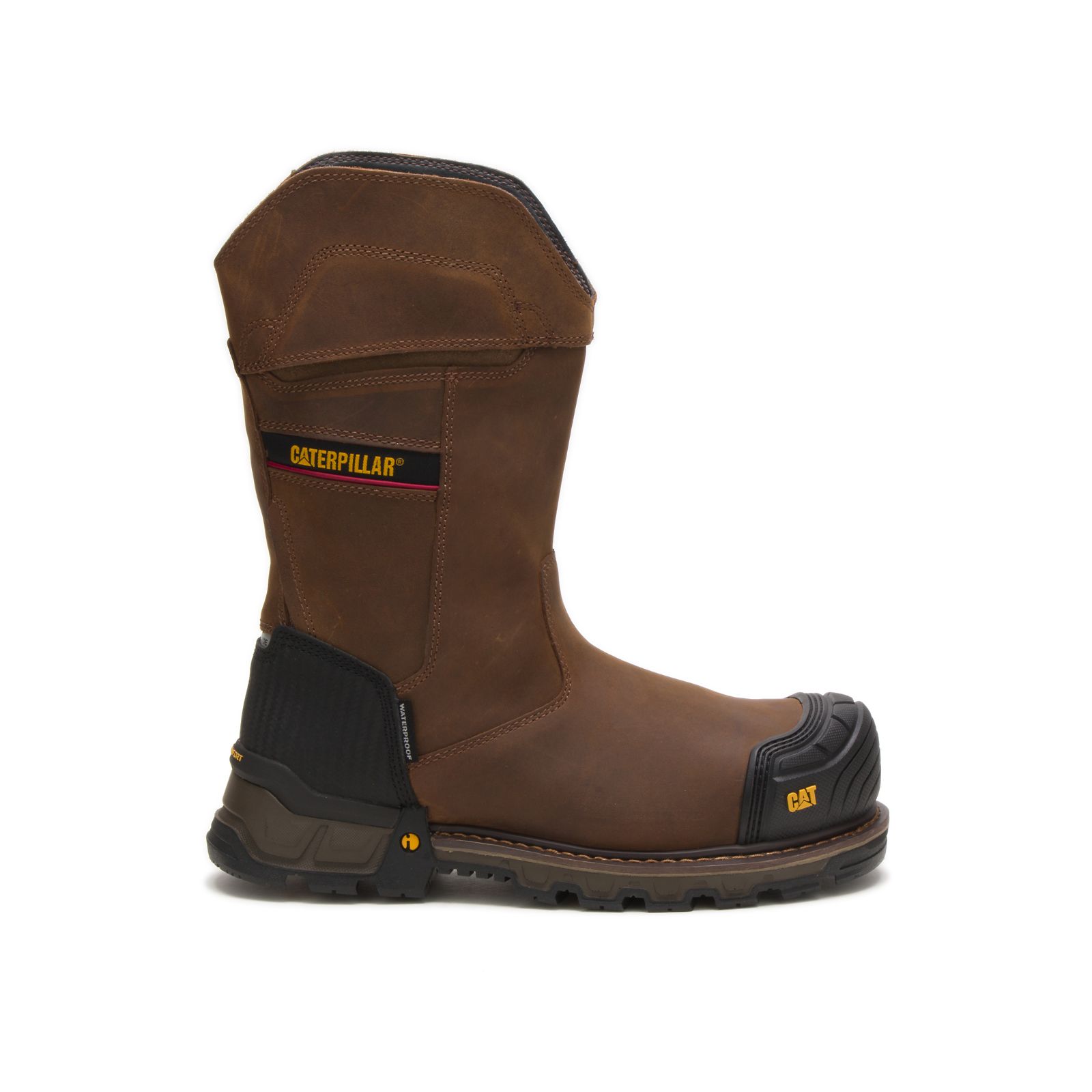 Caterpillar Excavator Xl Pull On Waterproof Composite Toe - Mens Work Boots - Dark Brown - NZ (432UGYJSH)